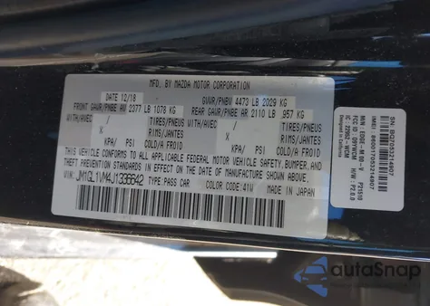 2018 Mazda Mazda6 Touring z USA, uszkodzony, nr VIN JM1GL1VM4J1336642